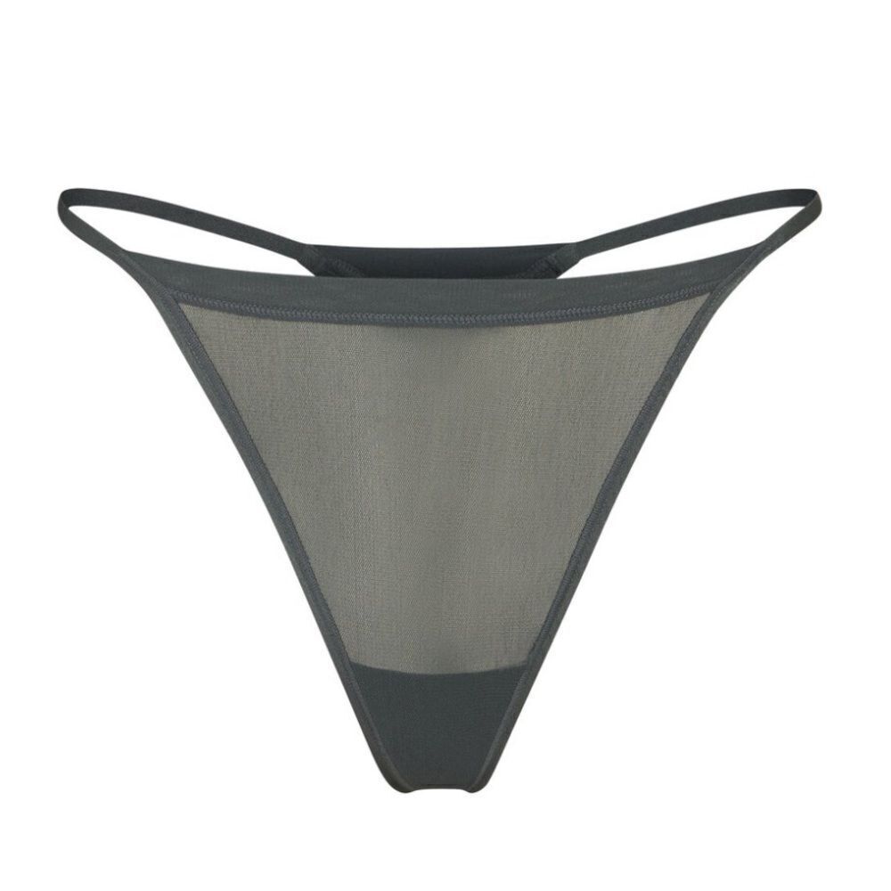NWT SKIMS Summer Mesh Sheer Sexy Lingerie Thong In Deep Sea Sage Green Panty